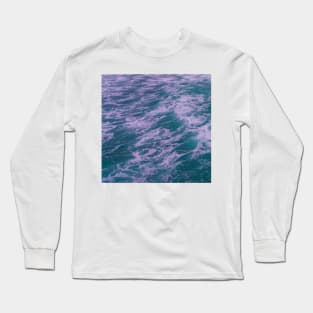 Blue Pink Ocean Waves Pattern Long Sleeve T-Shirt